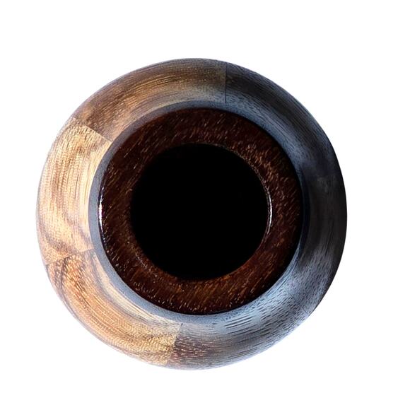 Handmade Toothpick Holder of Marquetry Pieced and Turned Wood - Picture 4 of 8